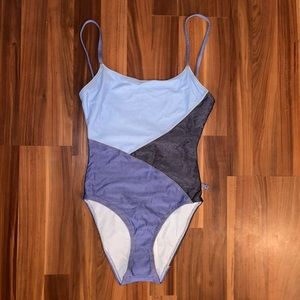 Blue Color Block Once Piece Swimsuit